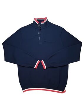 Brooks Brothers Navy Blue Henley Polo Sweater Men’s XL Supima Cotton